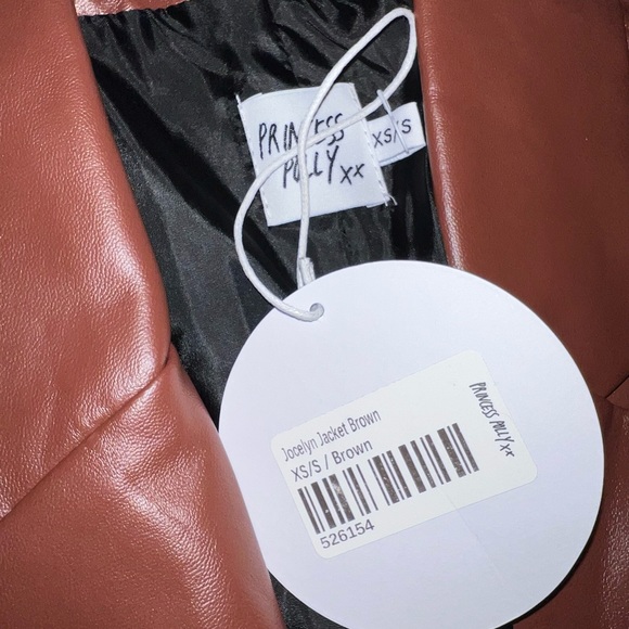 Princess Polly Jocelyn Faux Leather Blazer in Brown Size XS/S New with tag - Picture 15 of 16